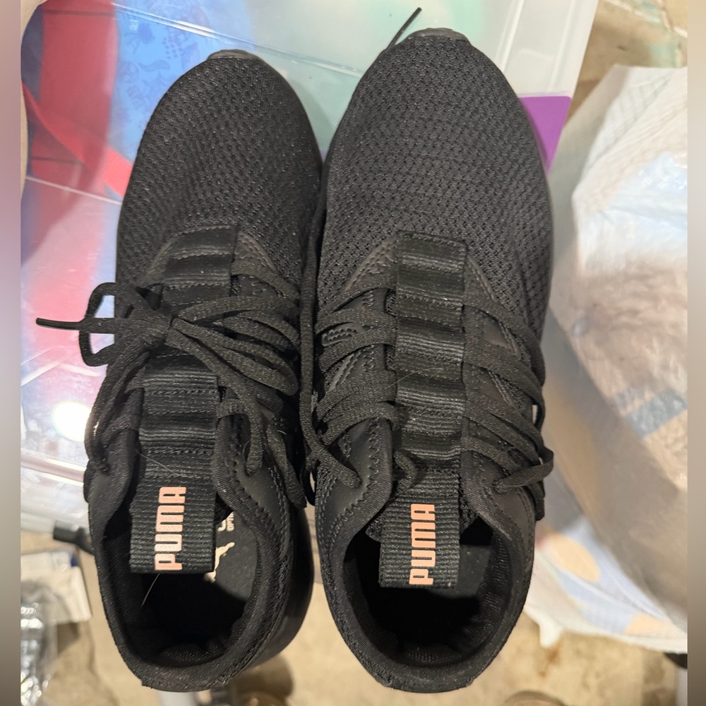Puma Black Sneakers with Pink Insole Logo